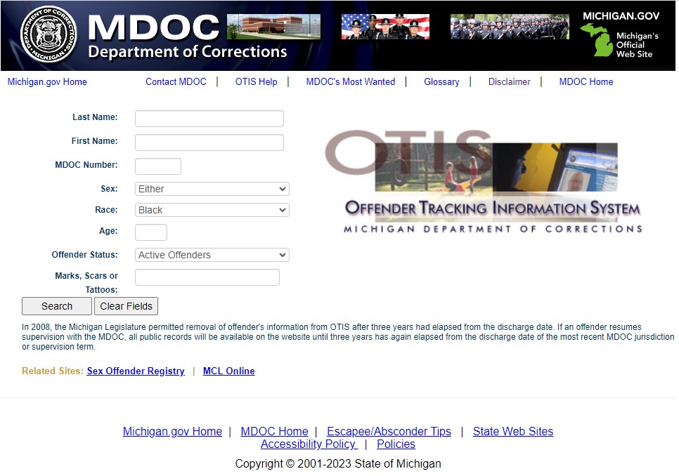 Michigan Department of Corrections Inmate Search Instructions